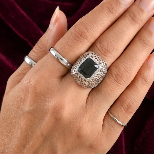 EVER TRUE Alexandrit Quarz Triplette, Weißer Zirkon Ring Reine Bronze (Größe 18.00) ca. 7,12 ct