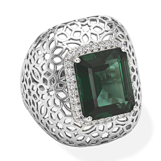 EVER TRUE Alexandrit Quarz Triplette, Weißer Zirkon Ring Reine Bronze (Größe 18.00) ca. 7,12 ct