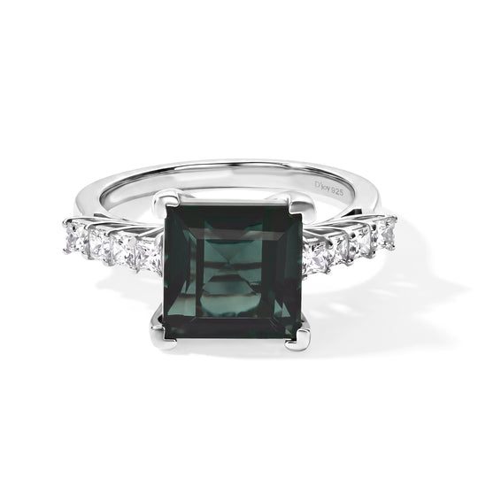 D'Joy Alexandrit Quarz Triplette, Weißer Topas Ring 925 Silber Rhodiniert (Größe 18.00) ca. 4,65 ct
