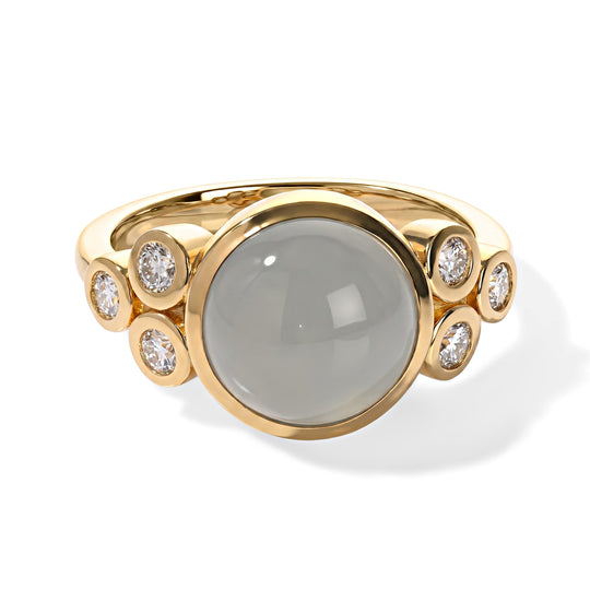 EverTrue milchiger Aquamarin und Moissanit Ring, Bronze mit Gelbgold E-Beschichtung - 4,71 ct.
