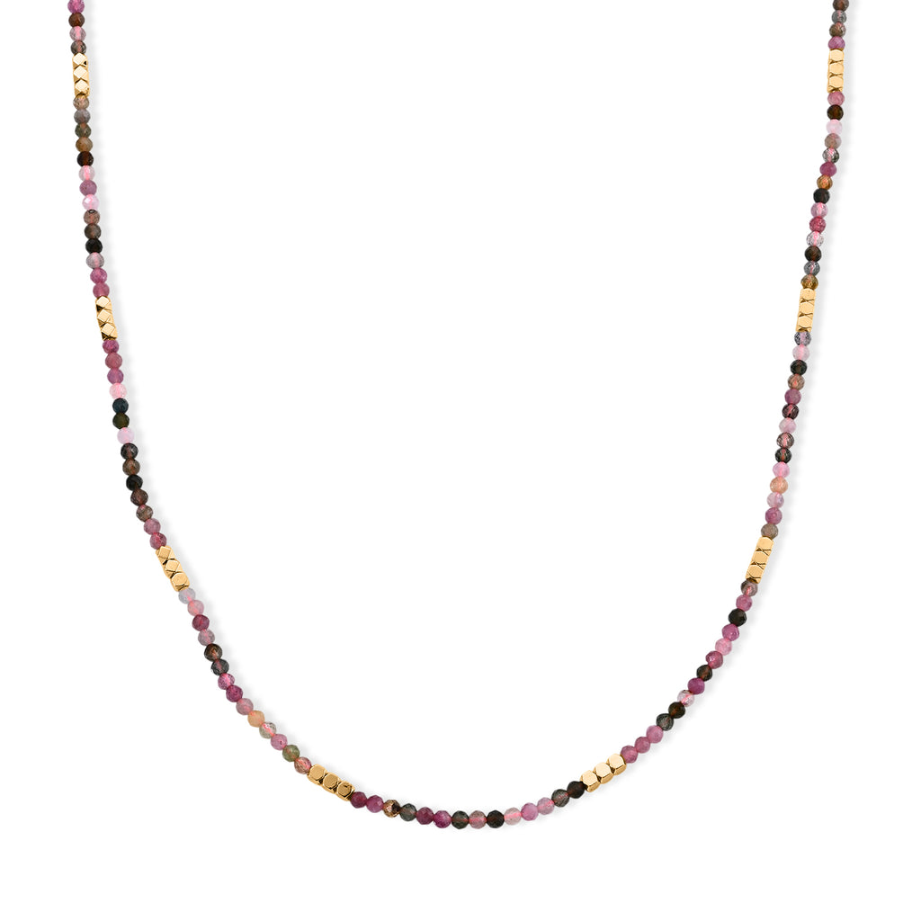 Hämatit, Mehrfarbig-Turmalin Halskette ca. 50 cm 316L Edelstahl ca. 45.00 ct