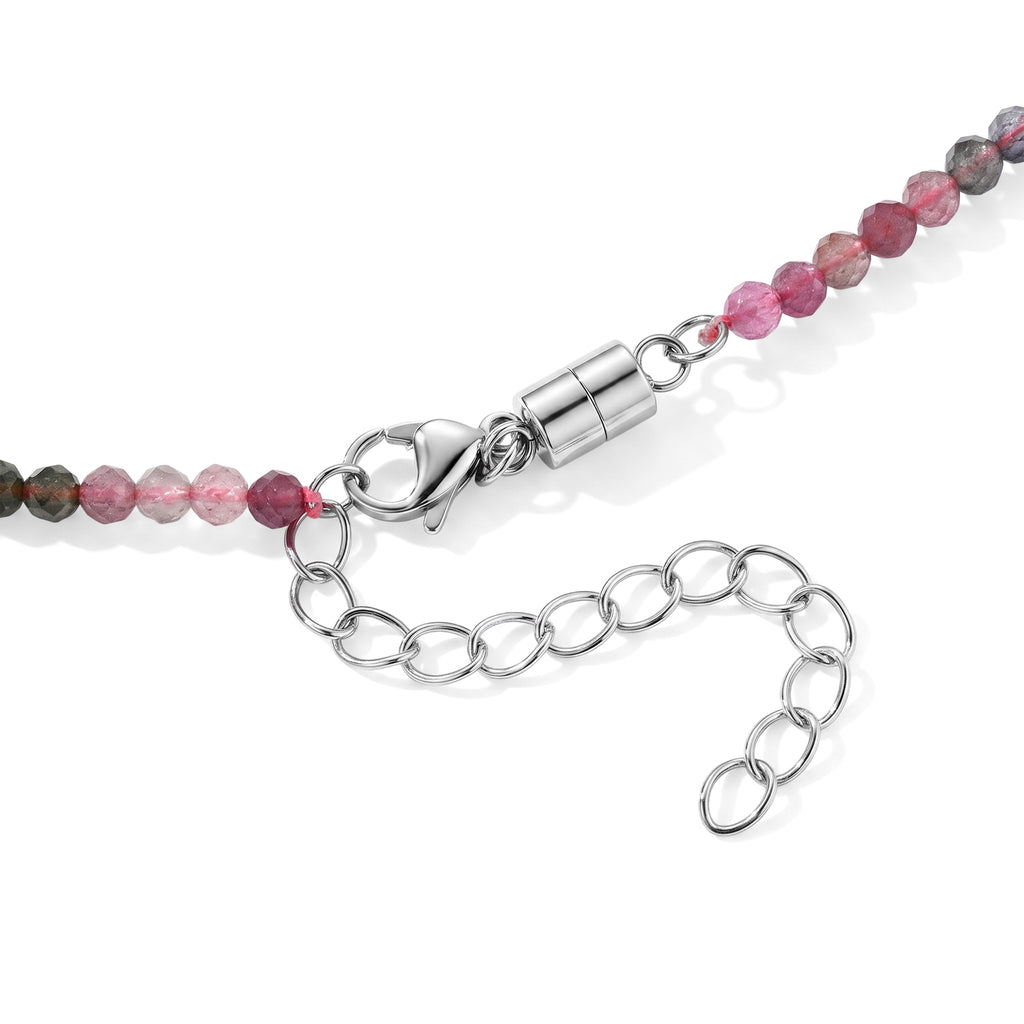 Hämatit, Mehrfarbig-Turmalin Halskette ca. 50 cm 316L Edelstahl ca. 45.00 ct
