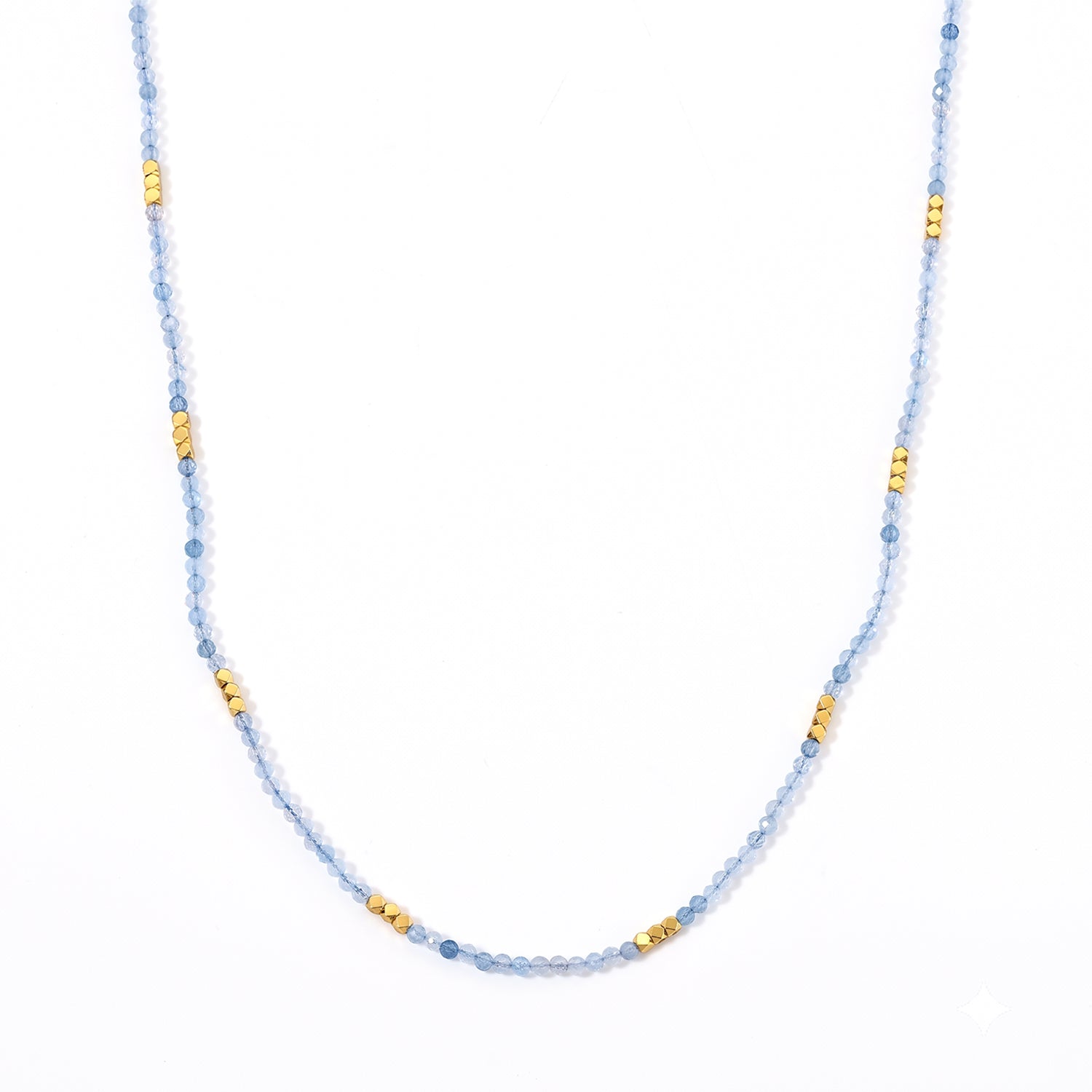 Hämatit, Aquamarin Halskette ca. 50 cm 316L Edelstahl ca. 45.00 ct