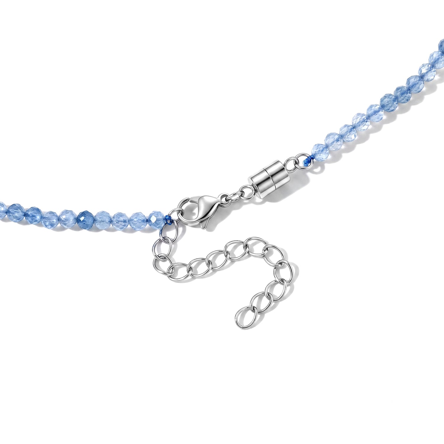 Hämatit, Aquamarin Halskette ca. 50 cm 316L Edelstahl ca. 45.00 ct