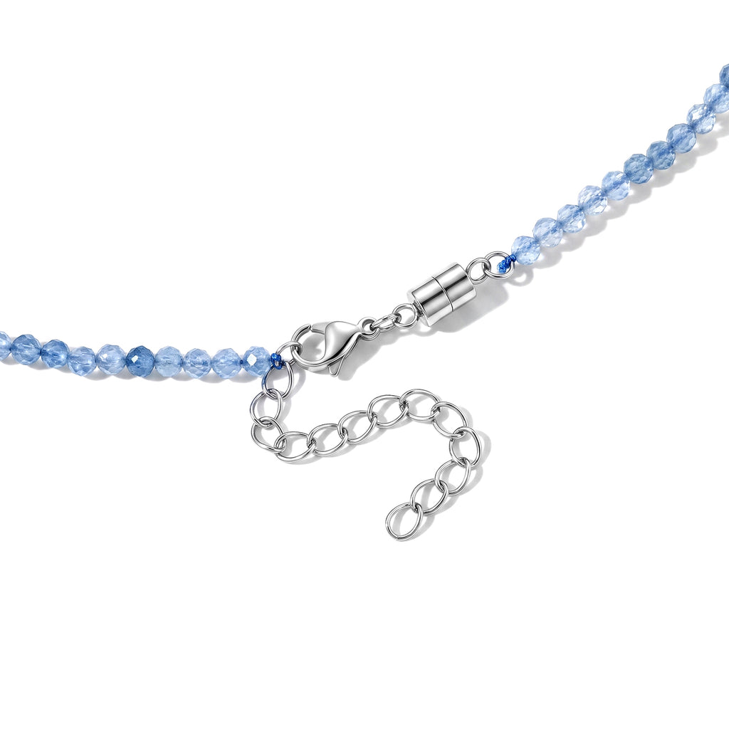 Hämatit, Aquamarin Halskette ca. 50 cm 316L Edelstahl ca. 45.00 ct