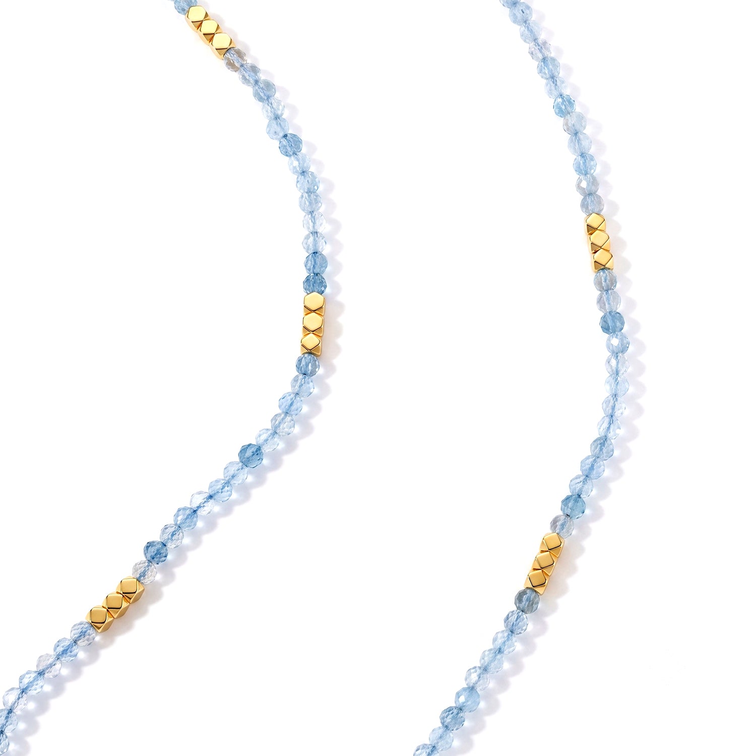 Hämatit, Aquamarin Halskette ca. 50 cm 316L Edelstahl ca. 45.00 ct