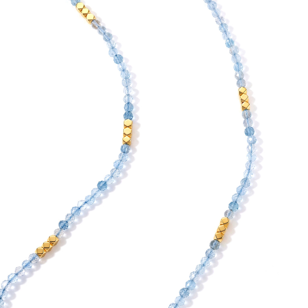 Hämatit, Aquamarin Halskette ca. 50 cm 316L Edelstahl ca. 45.00 ct