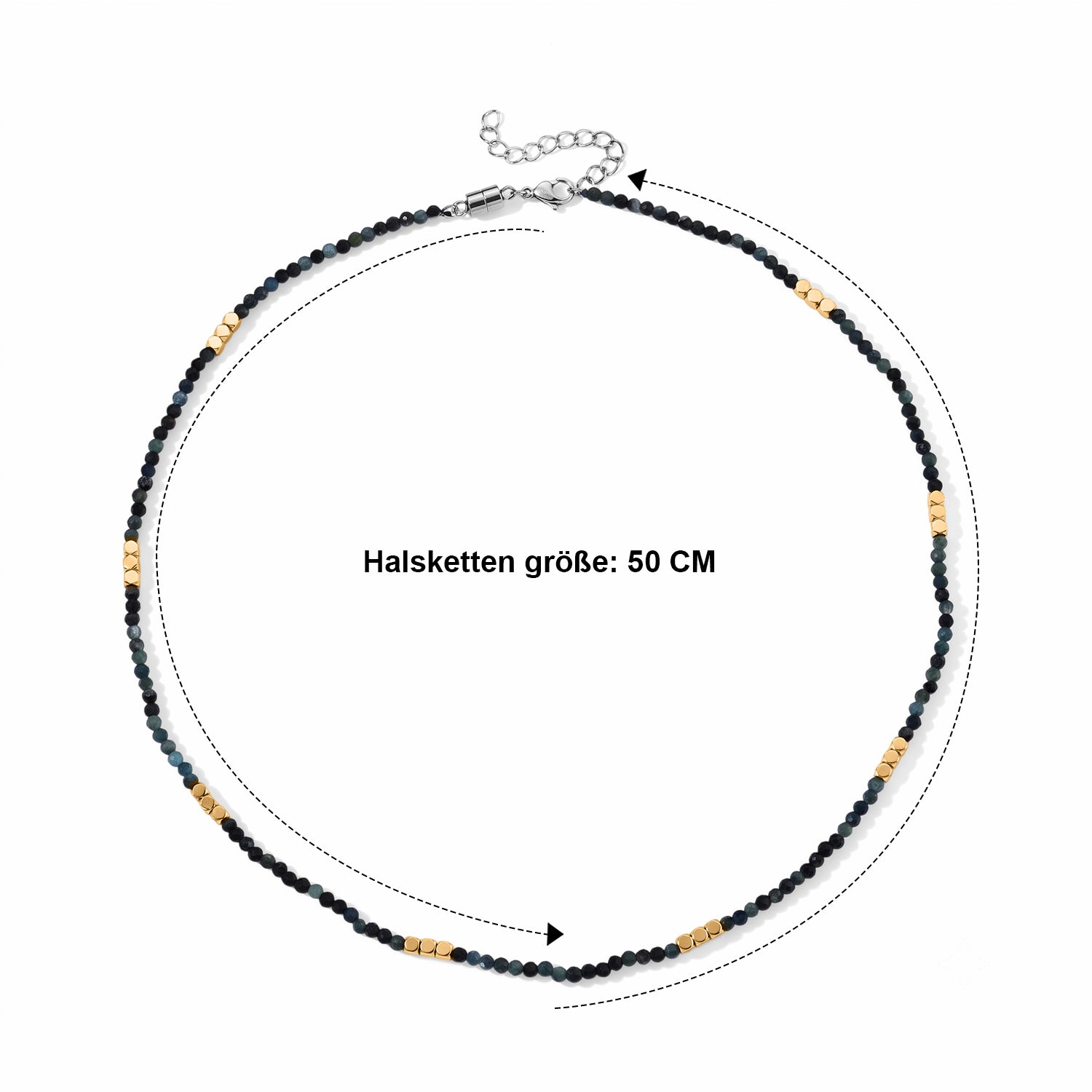 Hämatit,Lagunen Turmalin Halskette ca. 50 cm 316L Edelstahl ca. 45.00 ct