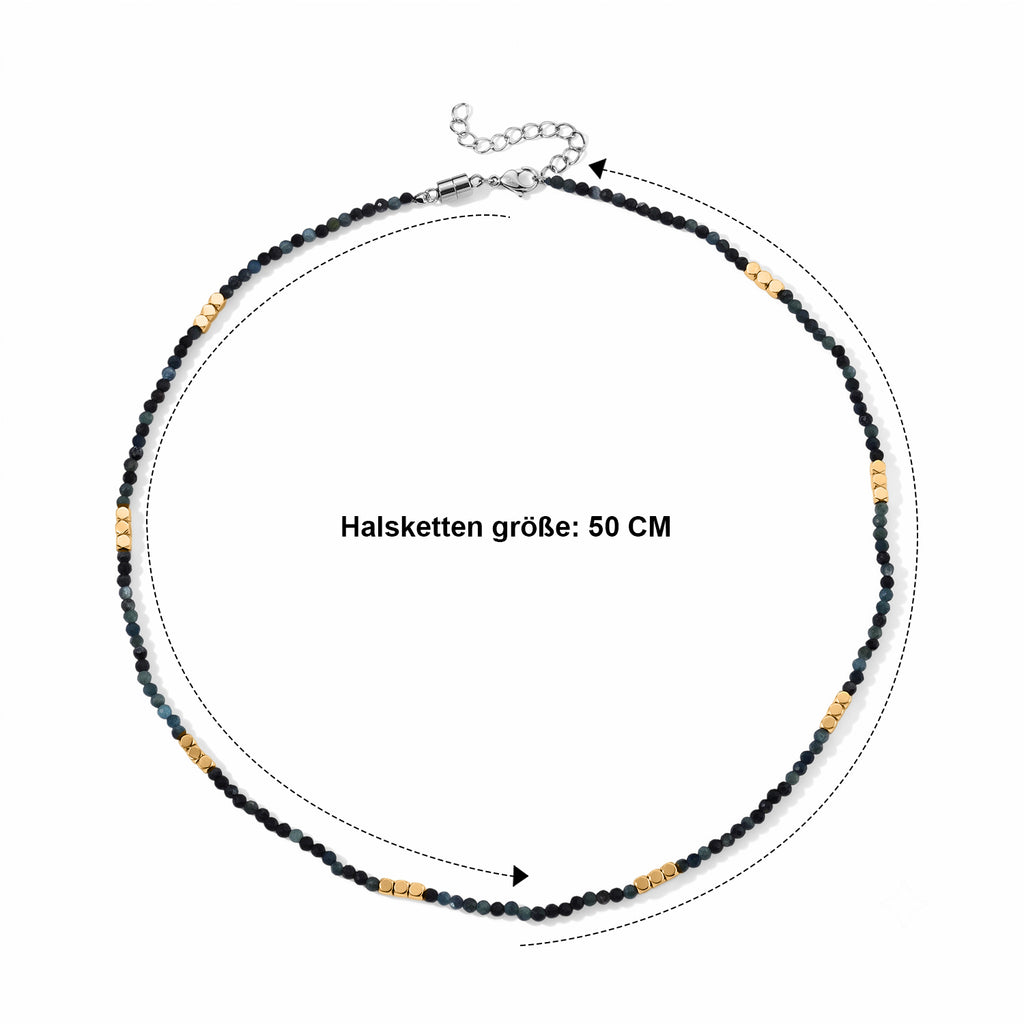 Hämatit,Lagunen Turmalin Halskette ca. 50 cm 316L Edelstahl ca. 45.00 ct