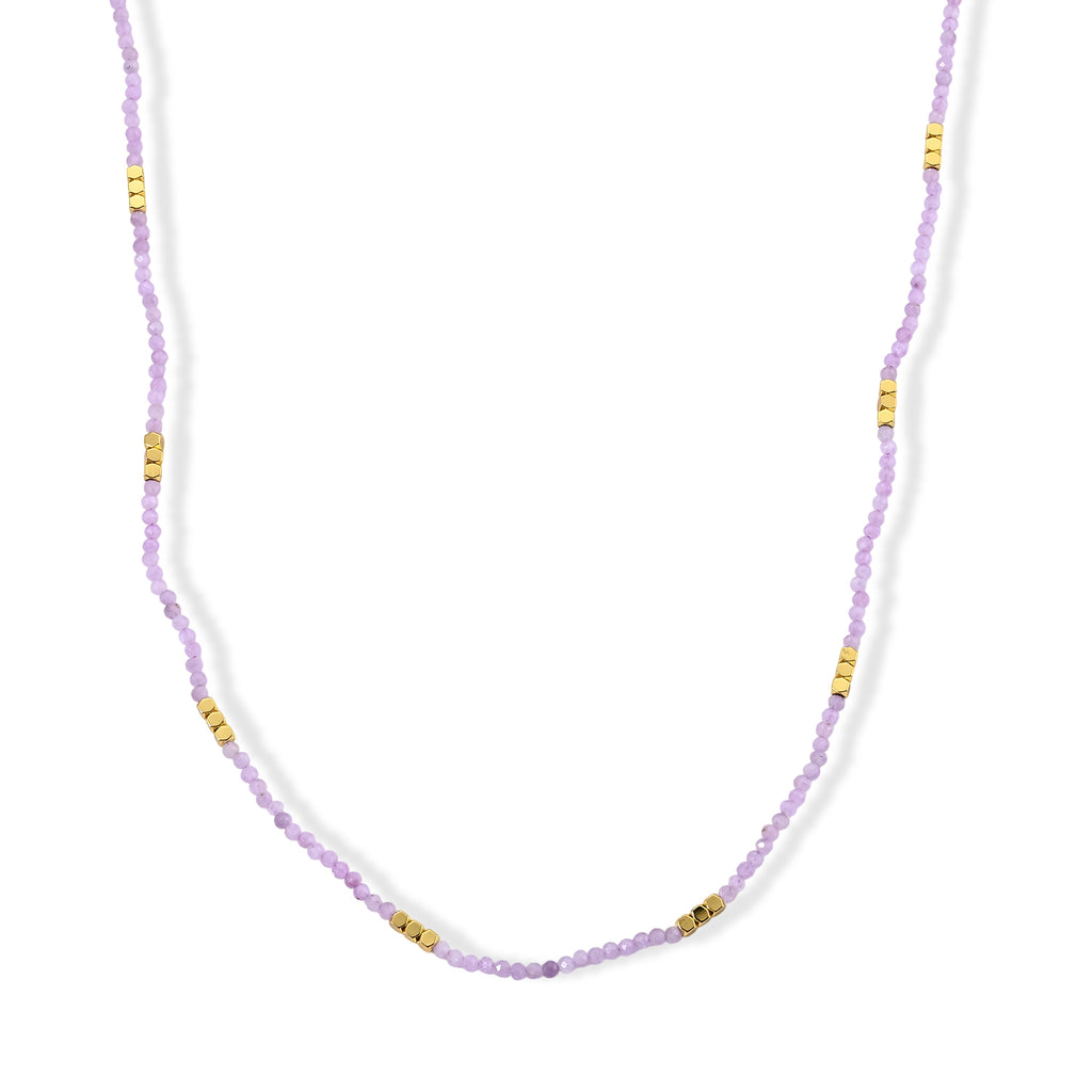 Hämatit, Kunzit Halskette ca. 50 cm 316L Edelstahl ca. 45.00 ct
