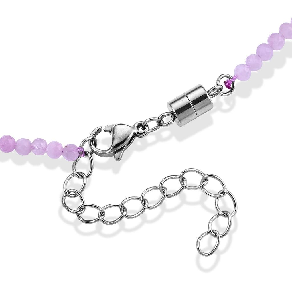 Hämatit, Kunzit Halskette ca. 50 cm 316L Edelstahl ca. 45.00 ct