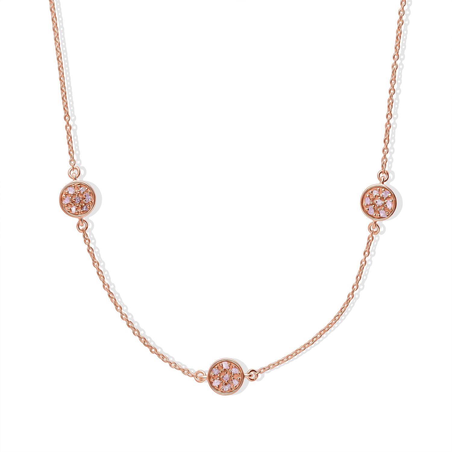 D'Joy natürliche Rosa Diamant 45+5cm Halskette, 925 Silber 750 Roségold Vermeil - 0,50 ct.