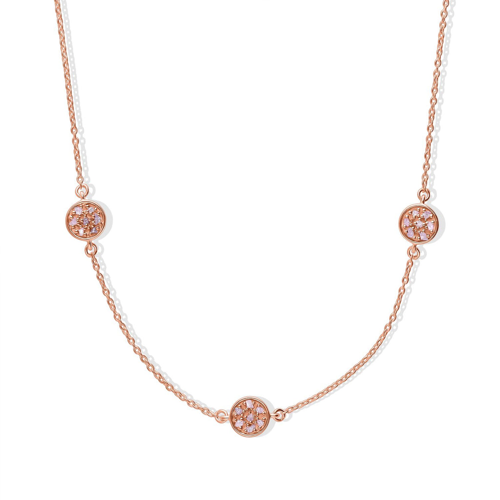 D'Joy natürliche Rosa Diamant 45+5cm Halskette, 925 Silber 750 Roségold Vermeil - 0,50 ct.
