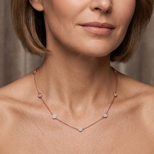 D'Joy natürliche Rosa Diamant 45+5cm Halskette, 925 Silber 750 Roségold Vermeil - 0,50 ct.