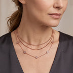 D'Joy natürliche Rosa Diamant 45+5cm Halskette, 925 Silber 750 Roségold Vermeil - 0,50 ct.