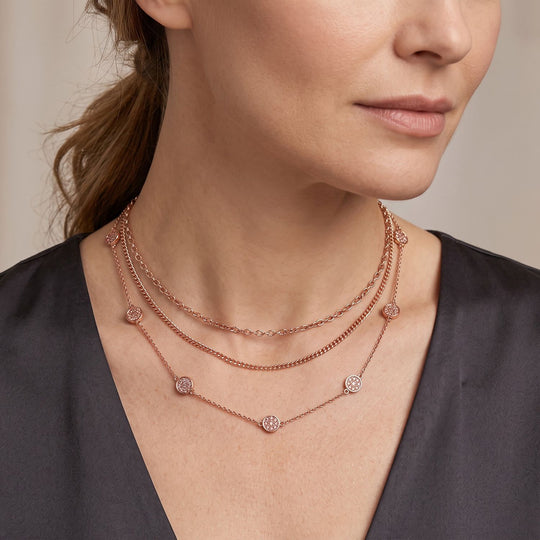 D'Joy natürliche Rosa Diamant 45+5cm Halskette, 925 Silber 750 Roségold Vermeil - 0,50 ct.