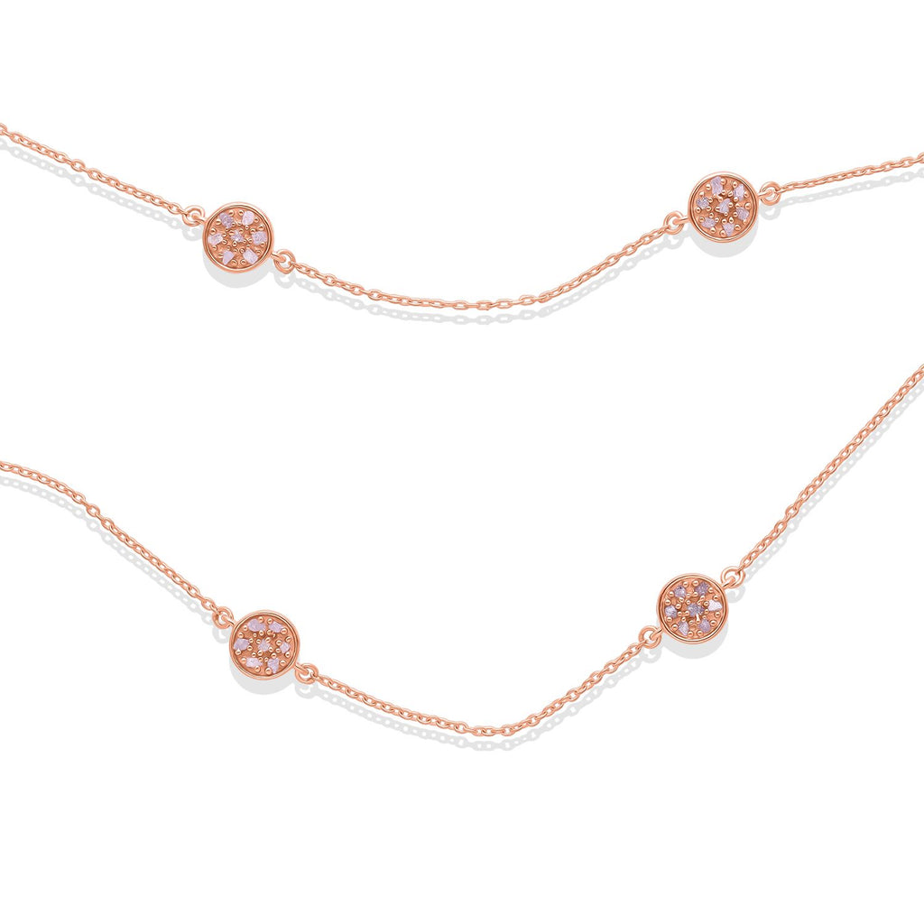D'Joy natürliche Rosa Diamant 45+5cm Halskette, 925 Silber 750 Roségold Vermeil - 0,50 ct.