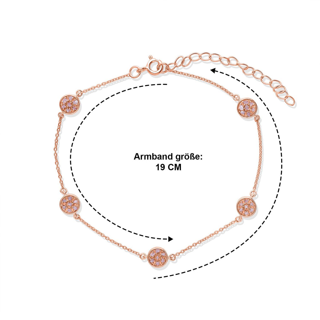 D'Joy natürliches Rosa Diamant 19+5cm Armband, 925 Silber 750 Roségold Vermeil - 0,25 ct.