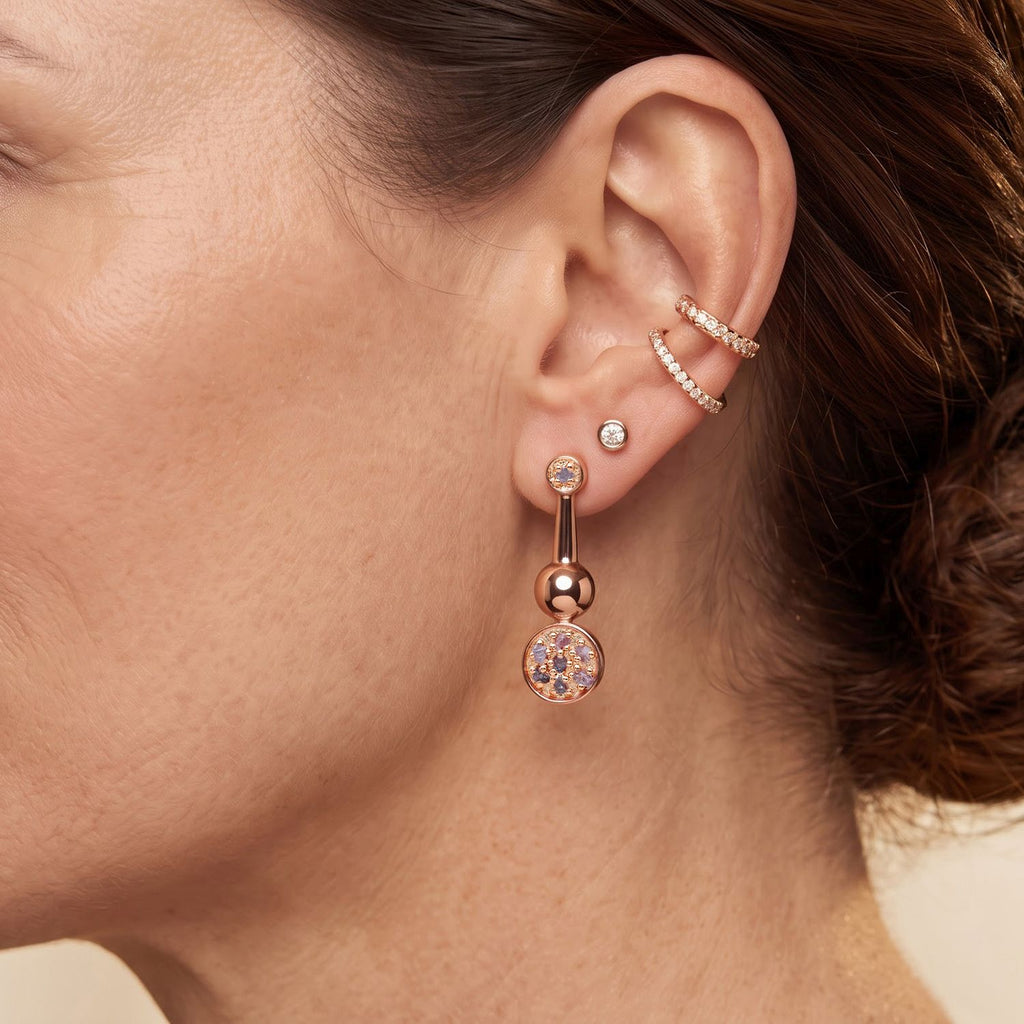 D'Joy Rosa Diamant Ohrringe, 925 Silber 750 Roségold Vermeil - 0,11 ct.