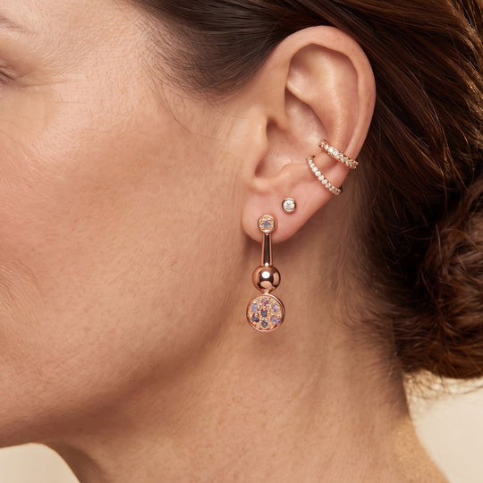 D'Joy Rosa Diamant Ohrringe, 925 Silber 750 Roségold Vermeil - 0,11 ct.
