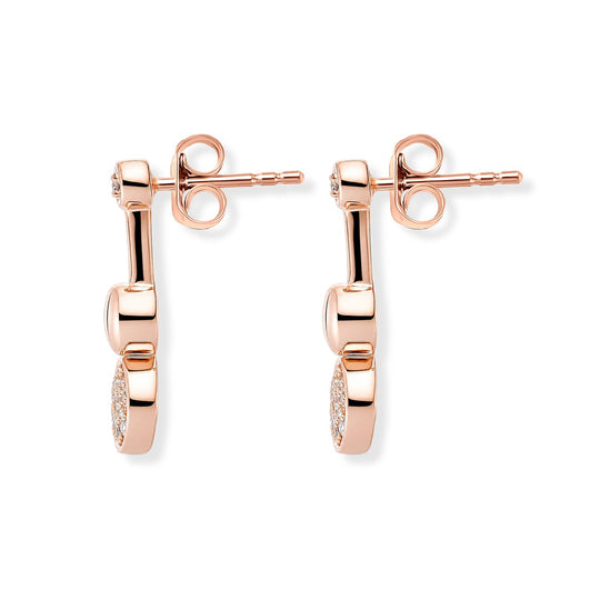 D'Joy Rosa Diamant Ohrringe, 925 Silber 750 Roségold Vermeil - 0,11 ct.