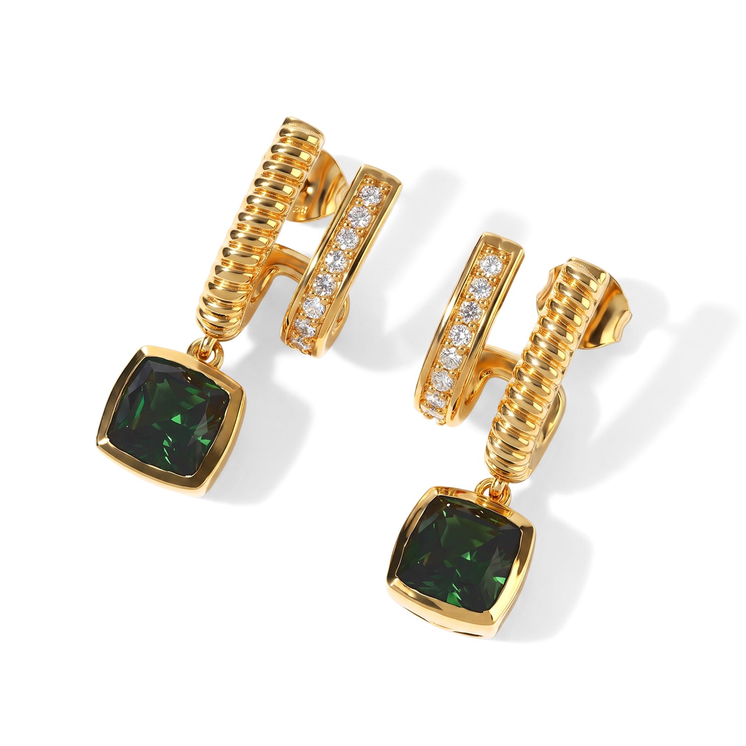 EVER TRUE Alexandrit Quarz Triplette, Weißer Zirkon Ohrringe Reine Bronze ca. 4.03 ct