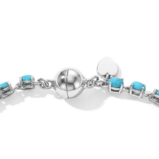 D'Joy Sleeping Beauty Türkis Armband ca. 19 cm 925 Silber Rhodiniert ca. 5,10 ct.