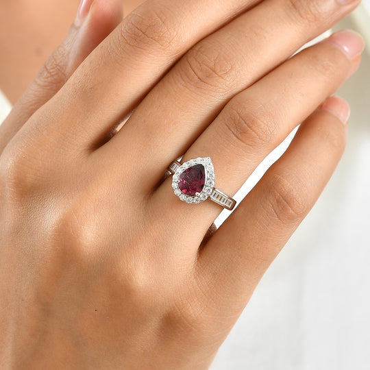 D'Joy AA Farbwechsel Granat, Moissanit Ring 925 Silber Rhodiniert (Größe 18.00)   (10-16 Werktage Lieferzeit) ca. 2,91 ct
