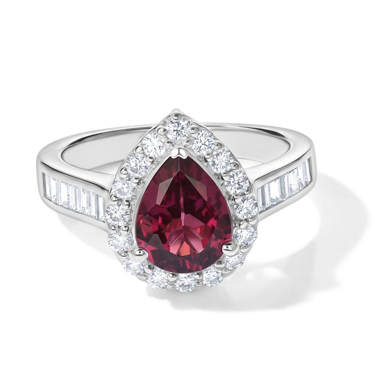 D'Joy AA Farbwechsel Granat, Moissanit Ring 925 Silber Rhodiniert (Größe 18.00)   (10-16 Werktage Lieferzeit) ca. 2,91 ct