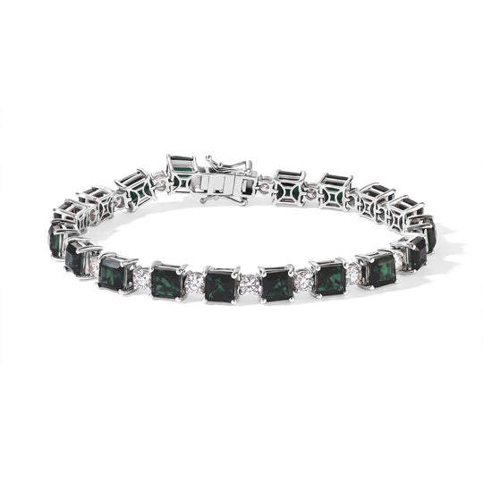 D'Joy Alexandrit Quarz Triplette, Moissanit Armband ca. 19 cm 925 Silber Rhodiniert ca. 28,88 ct.