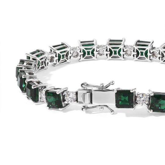 D'Joy Alexandrit Quarz Triplette, Moissanit Armband ca. 19 cm 925 Silber Rhodiniert ca. 28,88 ct.