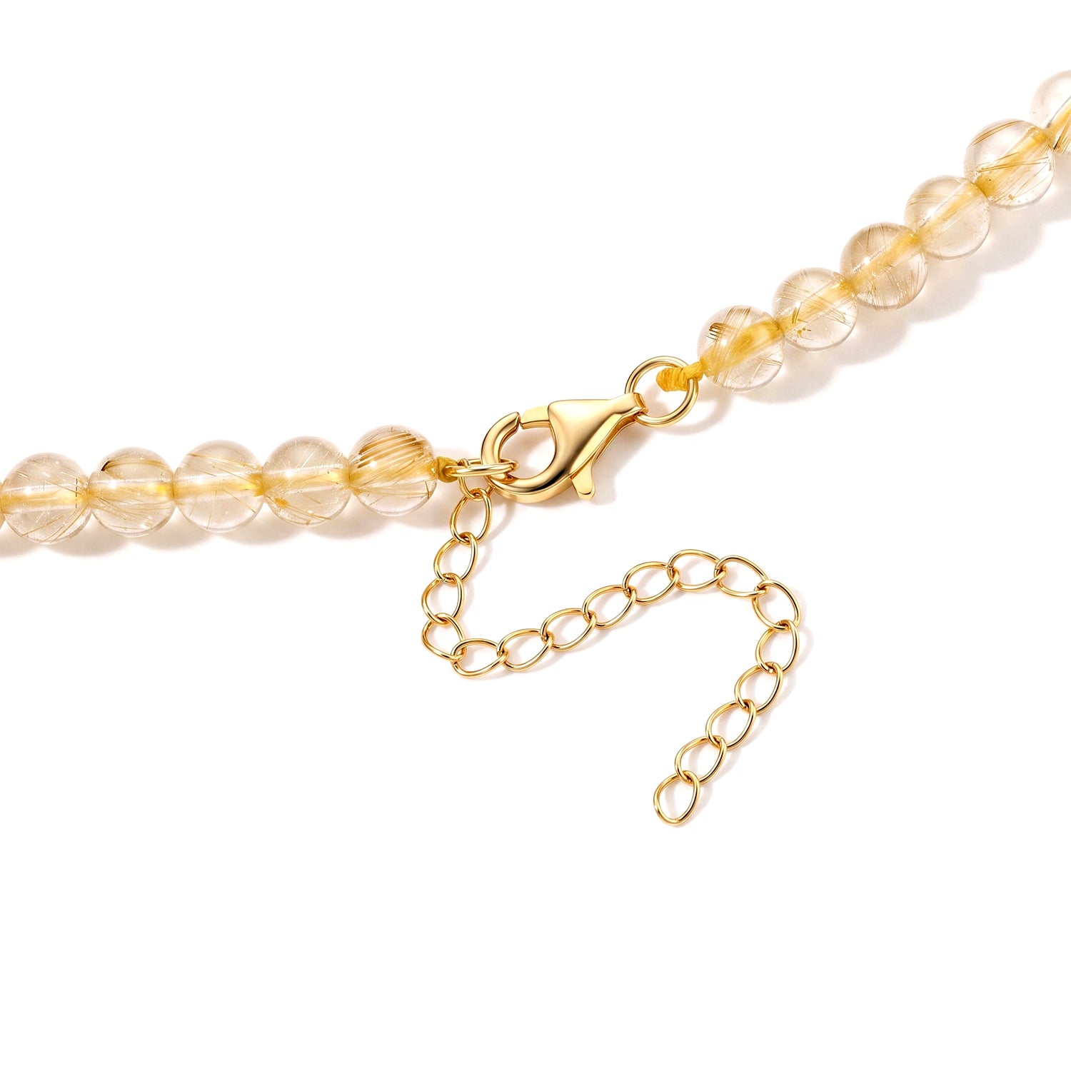 D'Joy Golden strahlen Quarz Halskette ca. 50 cm 925 Silber Vergoldet ca. 90,00 ct.