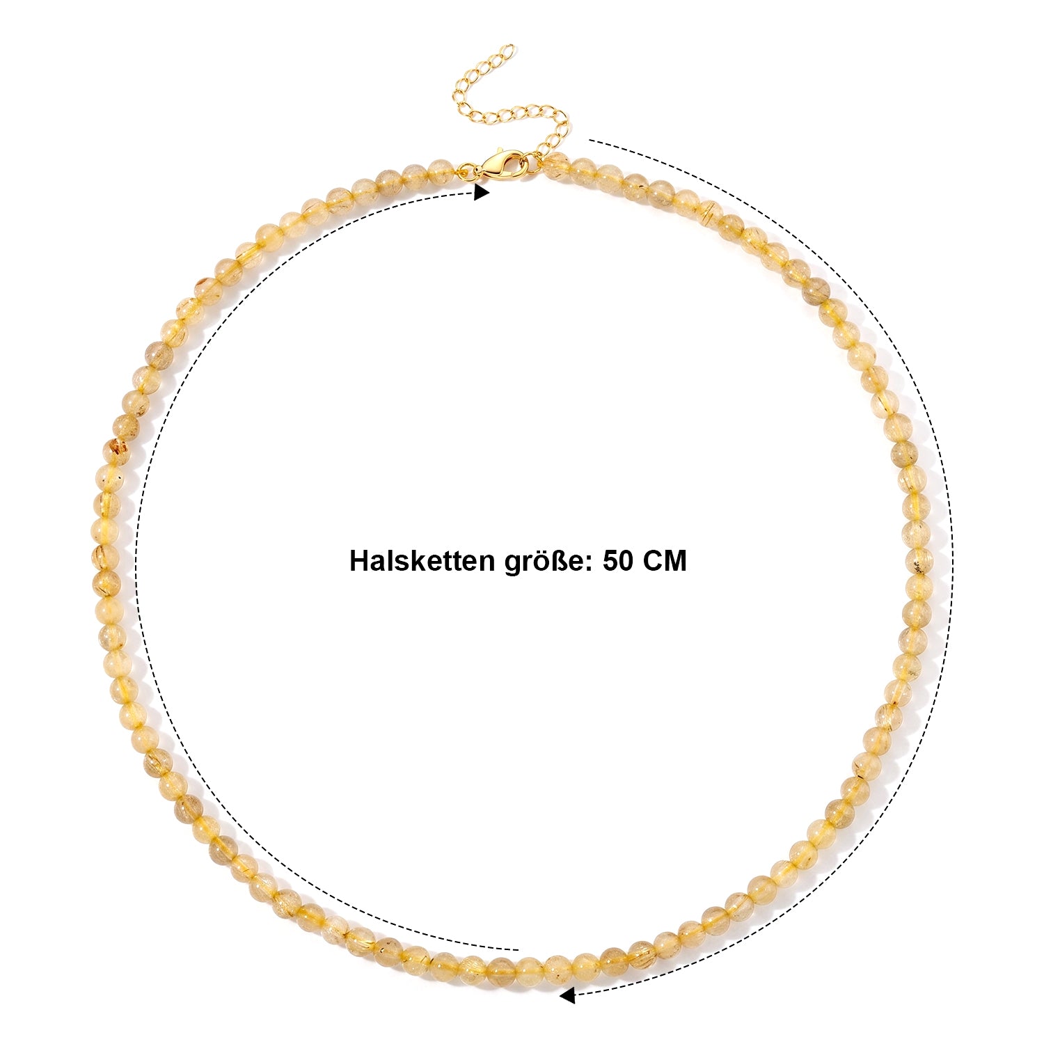 D'Joy Golden strahlen Quarz Halskette ca. 50 cm 925 Silber Vergoldet ca. 90,00 ct.