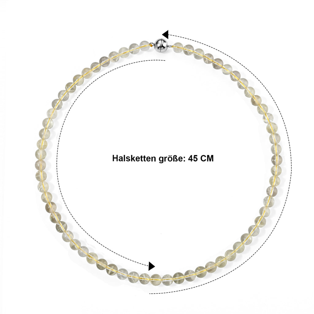 Zitronen Quarz Halskette ca. 50 cm + 5 cm Extender 316L Edelstahl ca. 190,00 ct.