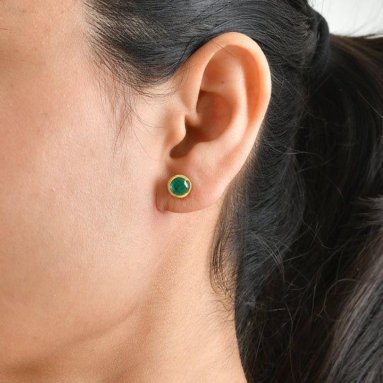 D'Joy AAA Smaragd-Quarz Triplette Ohrringe 925 Silber 750 Vergoldet ca. 2,43 ct.