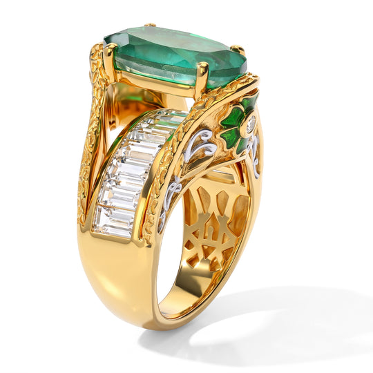 EVER TRUE Smaragd-Quarz Triplette, Weißer Topas Ring Reine Bronze (Größe 20.00) ca. 8,34 ct