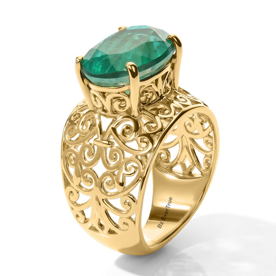 EVER TRUE Smaragd-Quarz Triplette Ring Reine Bronze (Größe 18.00) ca. 6,49 ct