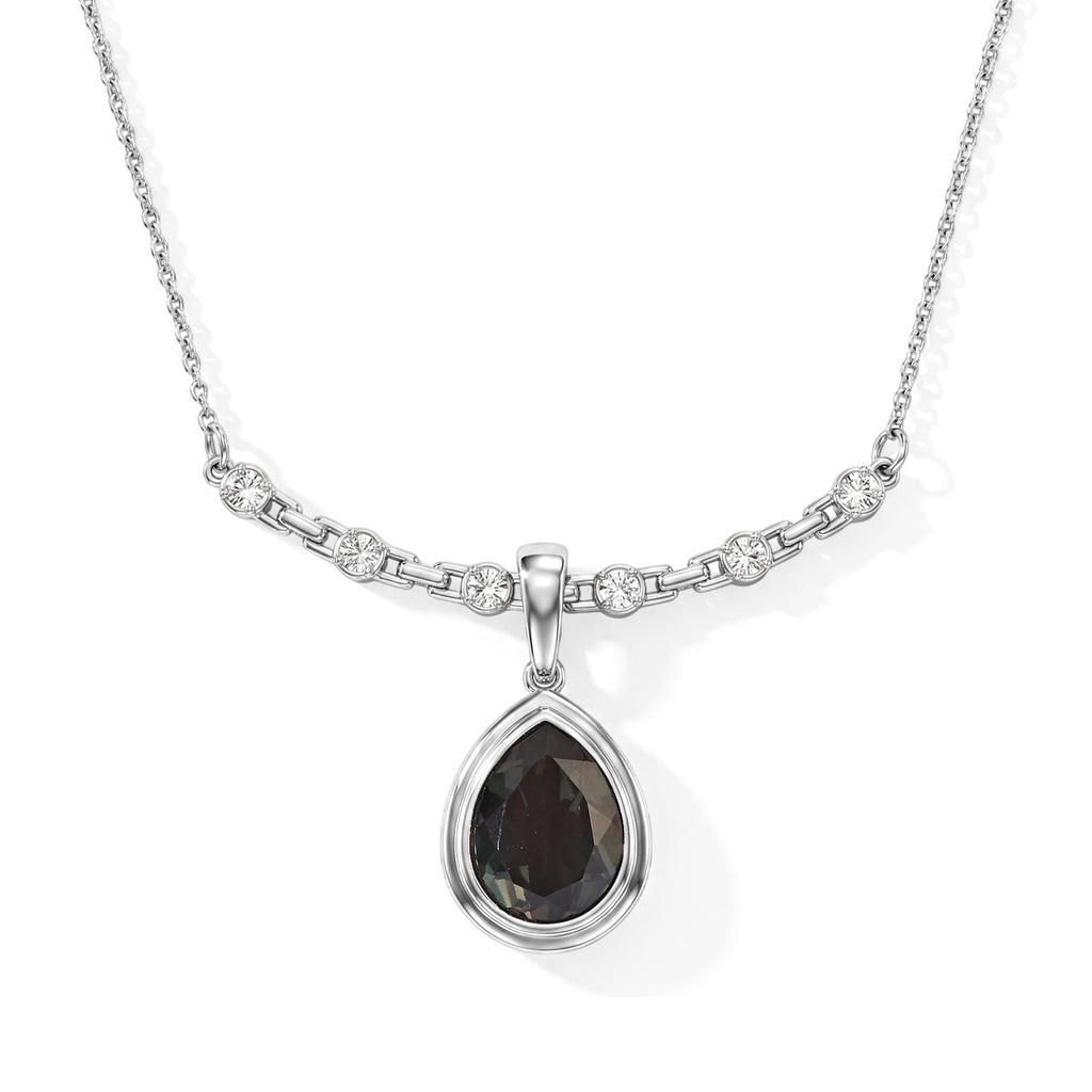 EVER TRUE Alexandrit Quarz Triplette, Weißer Zirkon Halskette ca. 50 cm 316L Edelstahl ca. 10.16 ct