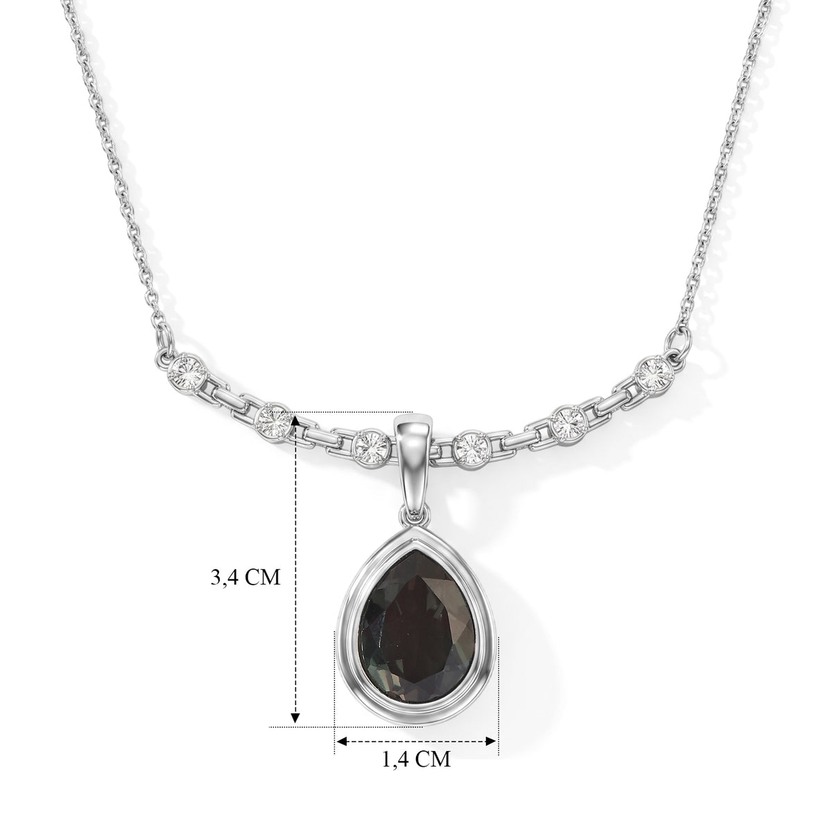 EVER TRUE Alexandrit Quarz Triplette, Weißer Zirkon Halskette ca. 50 cm 316L Edelstahl ca. 13.12 ct