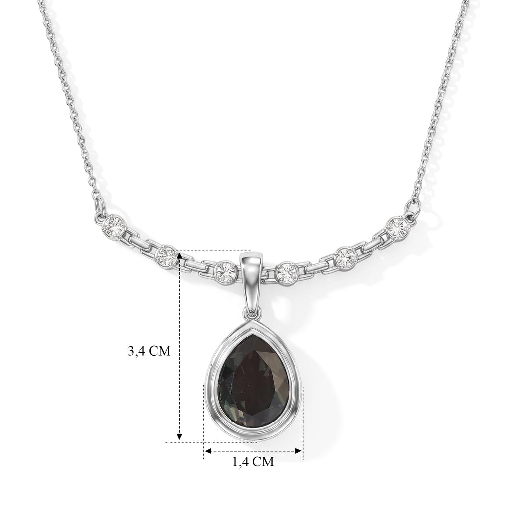 EVER TRUE Alexandrit Quarz Triplette, Weißer Zirkon Halskette ca. 50 cm 316L Edelstahl ca. 10.16 ct