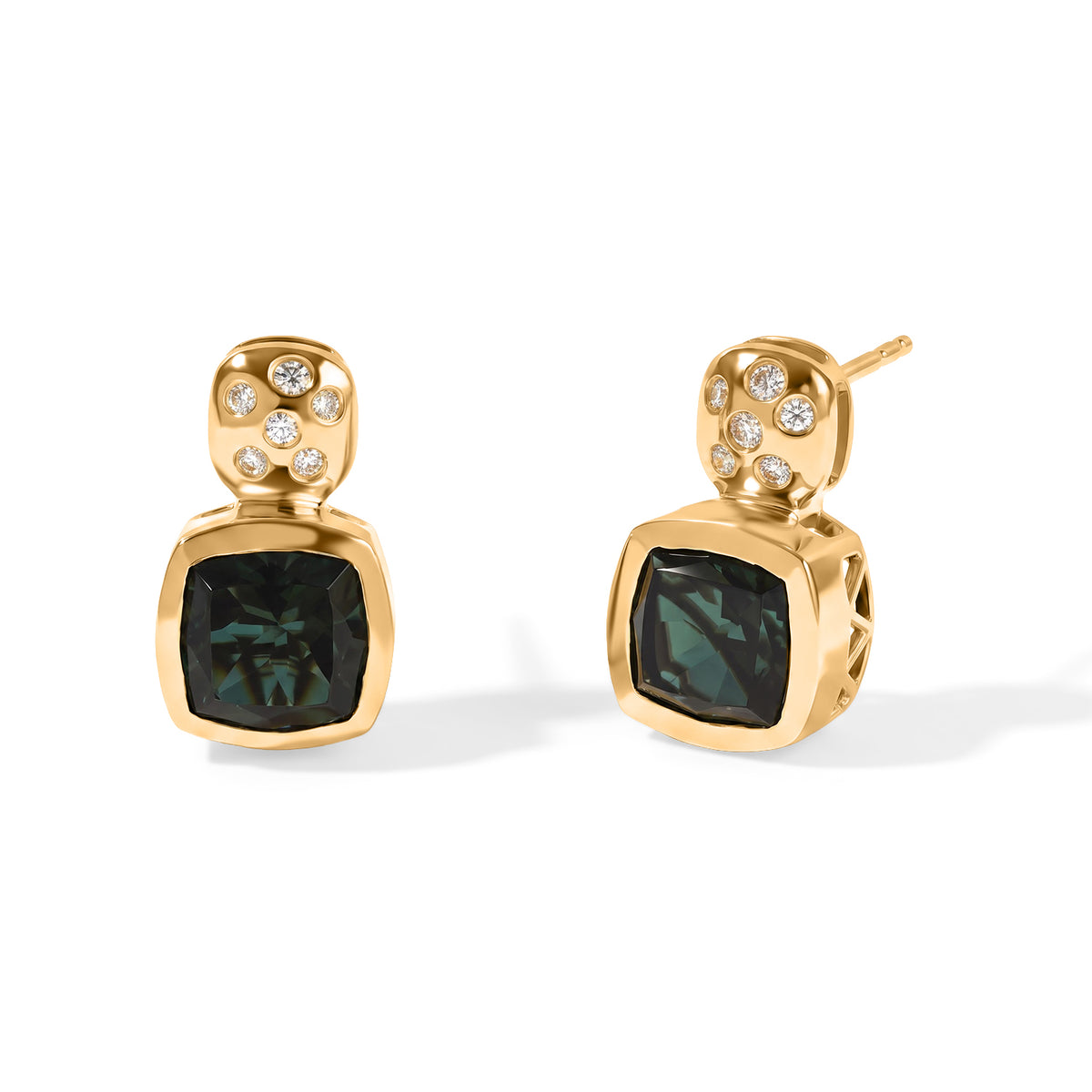 EVER TRUE Alexandrit Quarz Triplette, Weißer Zirkon Ohrringe Reine Bronze ca. 5,59 ct.