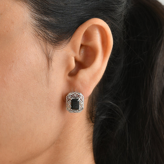 D'Joy Alexandrit Quarz Triplette Ohrringe 925 Silber Rhodiniert ca. 3,71 ct.