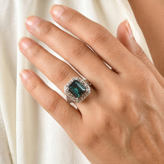 D'Joy Alexandrit Quarz Triplette Ring 925 Silber Rhodiniert (Größe 18.00) ca. 6,71 ct