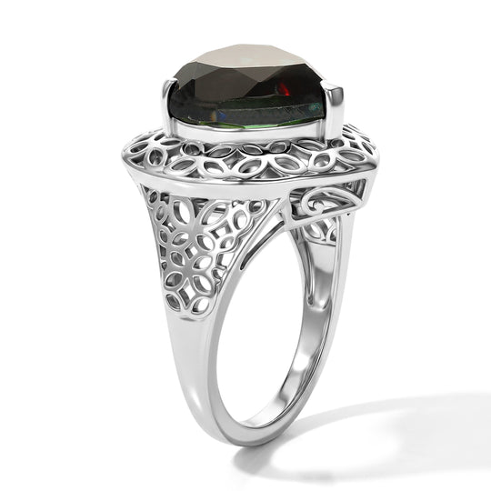 D'Joy Alexandrit Quarz Triplette Ring 925 Silber Rhodiniert (Größe 18.00) ca. 6,21 ct