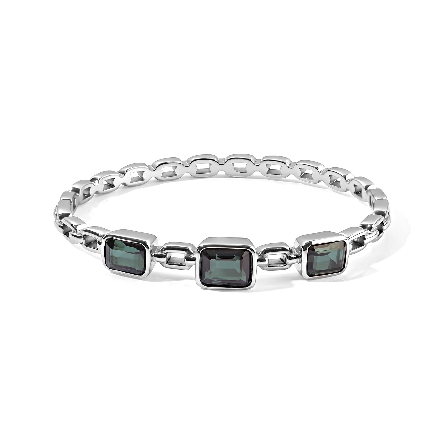 EVER TRUE Alexandrit Quarz Triplette Armreif ca. 19 cm 316L Edelstahl ca. 9,33 ct.