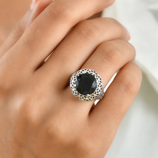 D'Joy Alexandrit Quarz Triplette Ring 925 Silber Rhodiniert (Größe 18.00) ca. 6,76 ct