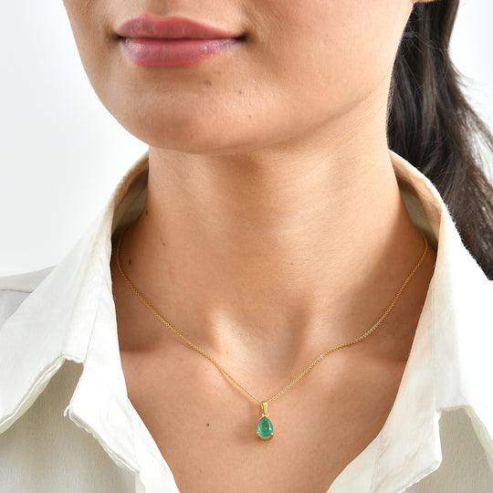 D'Joy Smaragd-Quarz Triplette Anhänger 925 Silber 750 Vergoldet ca. 1,57 ct.