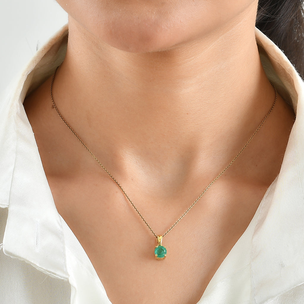 D'Joy Smaragd-Quarz Triplette Anhänger 925 Silber 750 Vergoldet ca. 1,22 ct.