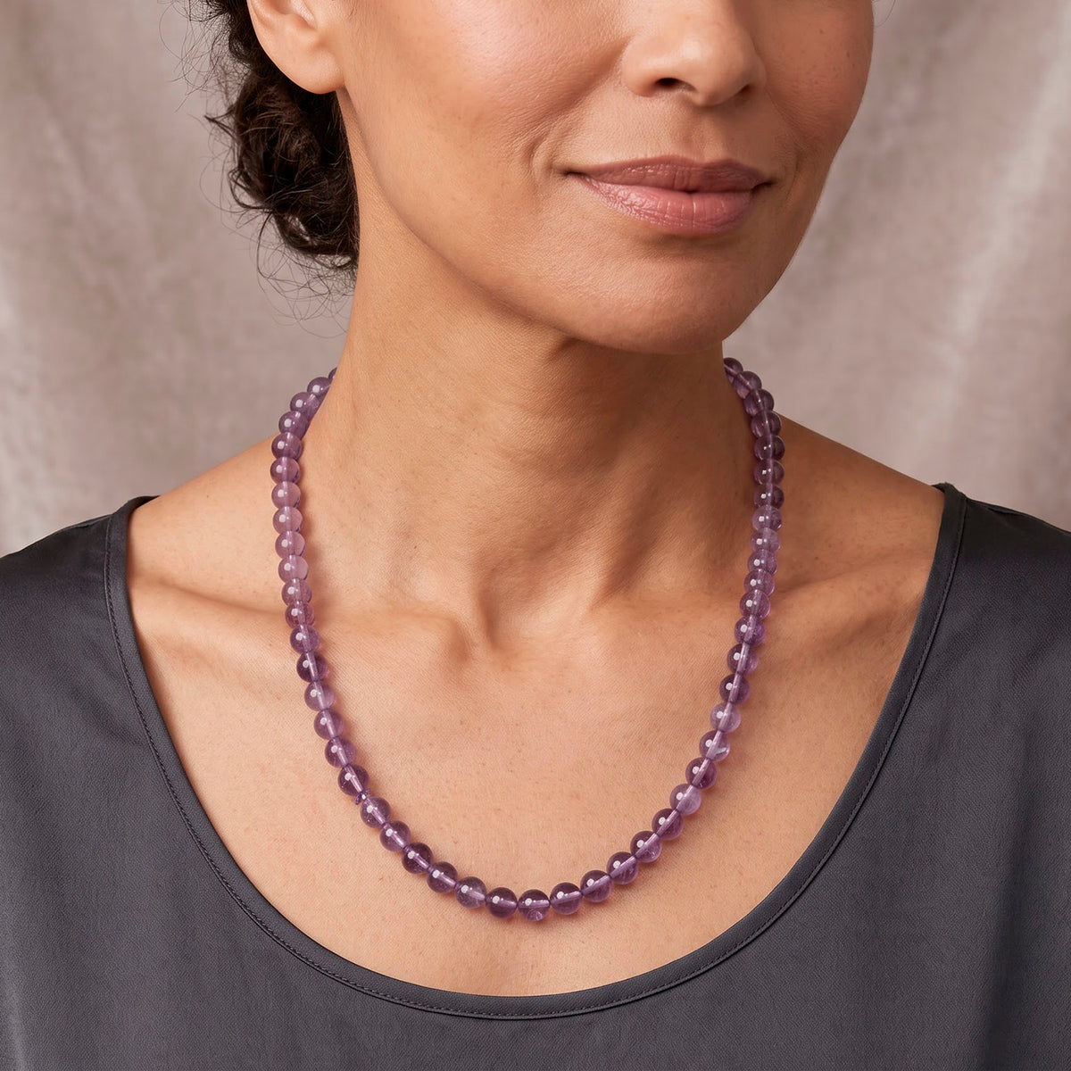 D'Joy Rose de France Amethyst 50+5cm Halskette, 925 Silber rhodiniert - 120 ct.