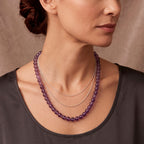 D'Joy Rose de France Amethyst 50+5cm Halskette, 925 Silber rhodiniert - 120 ct.